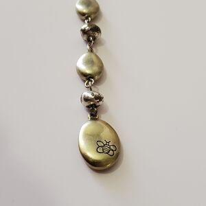 Silvertone Station Drop Neclace Metal Honey Bees Y Chain 32"